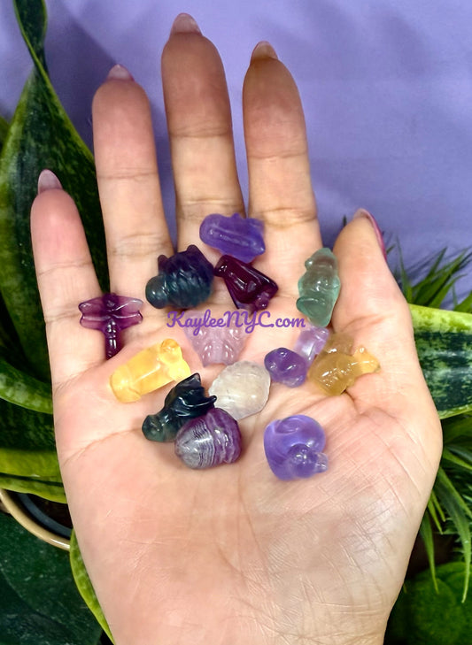 24 pcs Natural Mini Candy Fluorite Carvings