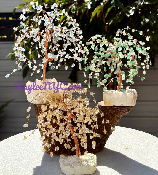 Wholesale Lot 3 Pcs Weeping Willow Tree with Angel Aura Base Crystal Healing Energy