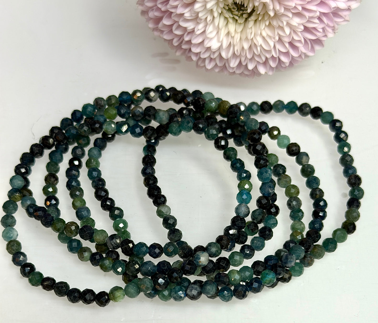 Wholesale 6 Pcs Natural Blue Tourmaline Faceted Stretch Bracelets – 4mm 7.5”