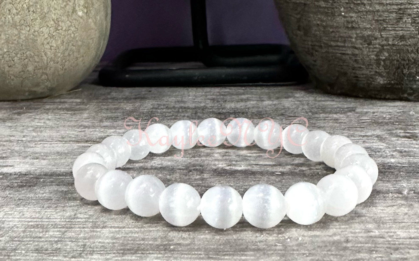 Wholesale 6 Pcs Natural Selenite 8mm 7.5” Crystal Stretch Bracelet