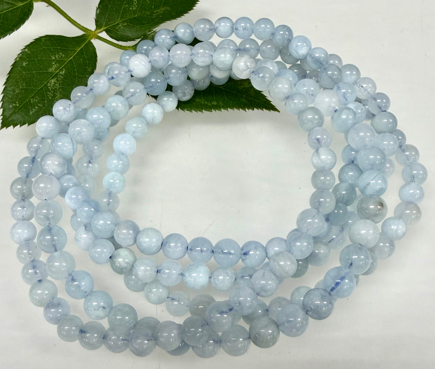 Wholesale Lot 6 Pcs Natural Aquamarine 5mm 7.5” Crystal Healing Stretch Bracelet