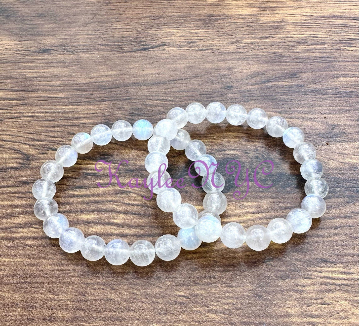 Wholesale 6 Pcs Natural Moonstone 8mm 7.3”Crystal Healing Stretch Bracelet