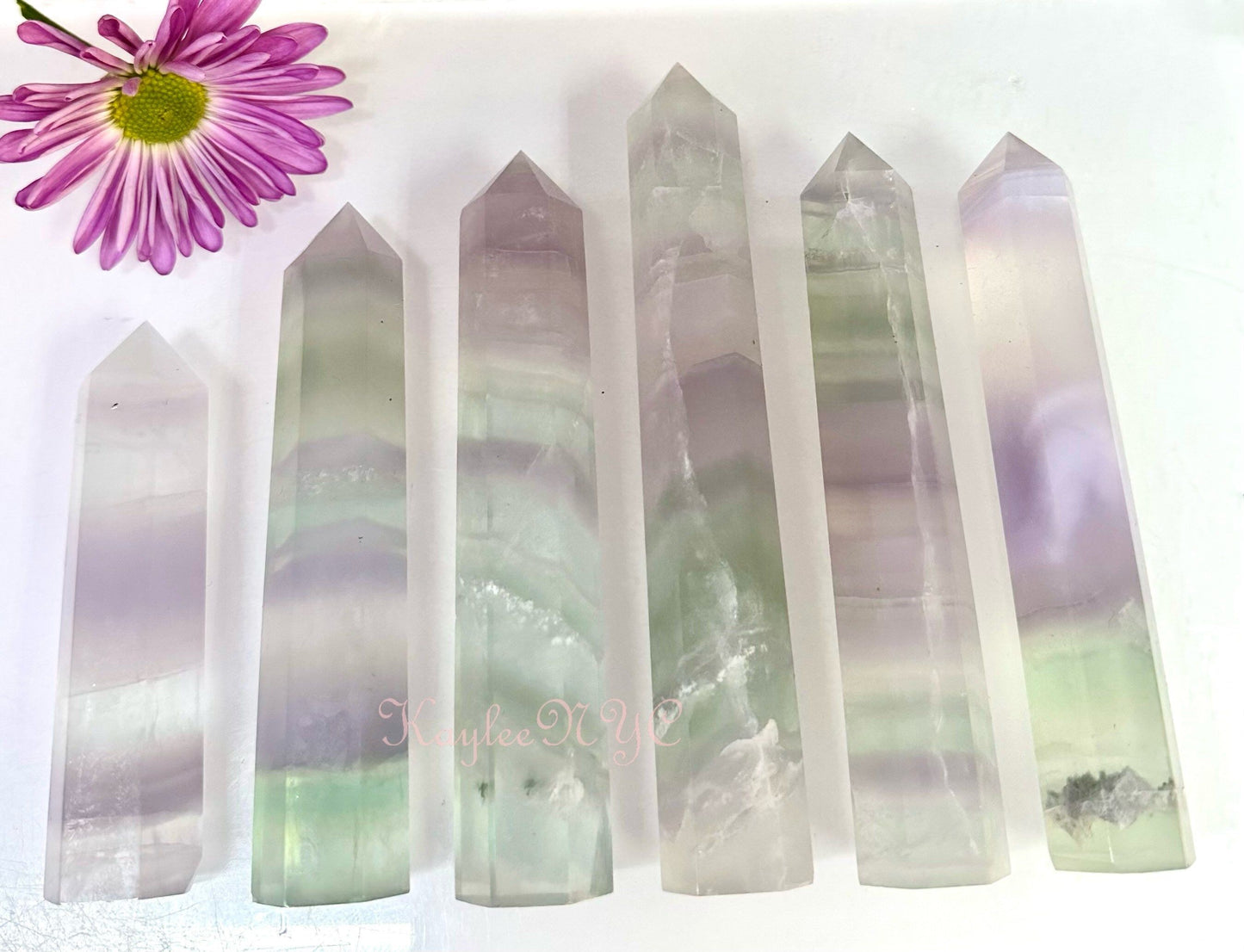 Wholesale Lot 2 lbs Natural Yttrium Fluorite Obelisk Tower Point Crystal Healing