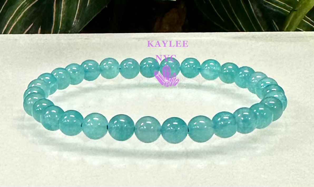 6 PCs 6mm Natural Amazonite Stretch Bracelet 7.5”