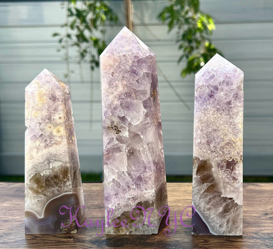 Wholesale Lot 2-3 pcs large Natural Pink Purple Amethyst obelisk Tower Point Crystal Healing Energy 4.8-5lbs