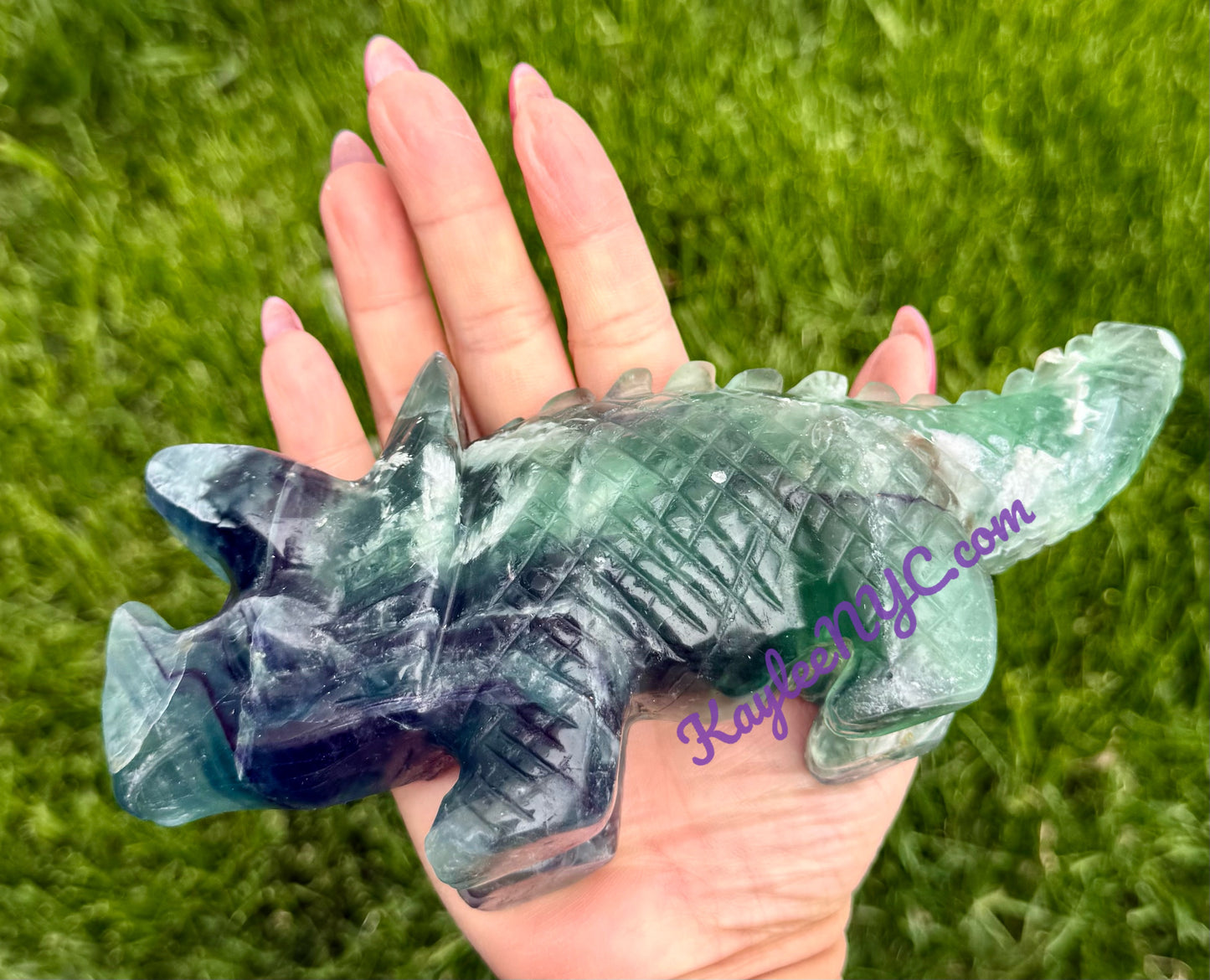 2 PCs Natural Fluorite Triceratops Dinosaur Crystals Healing Energy