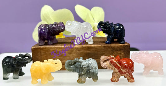 8 PCs 1.5” Mix Natural Crystal Elephant