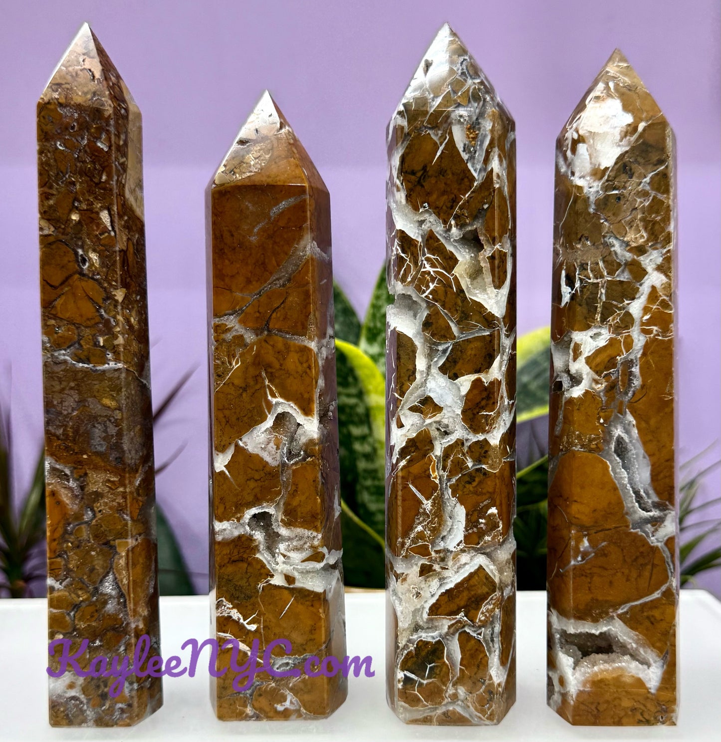 Wholesale Lot 4 pcs large Natural Brecciated Jasper obelisk Tower Point Crystal Healing Energy 3.9-4lbs