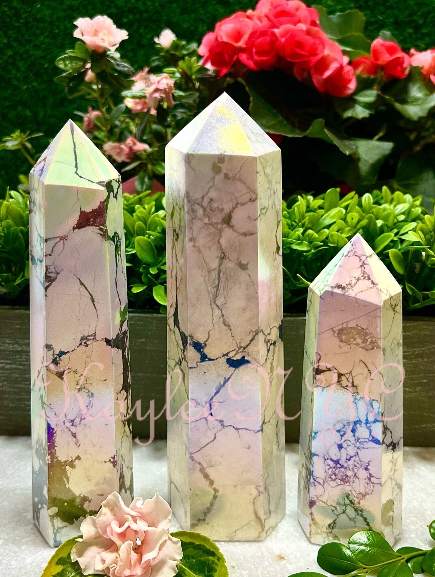 Wholesale Lot 3-4 Pcs large Angel Aura Howlite Crystal Obelisk point 4.8 to 5 lbs Healing Energy