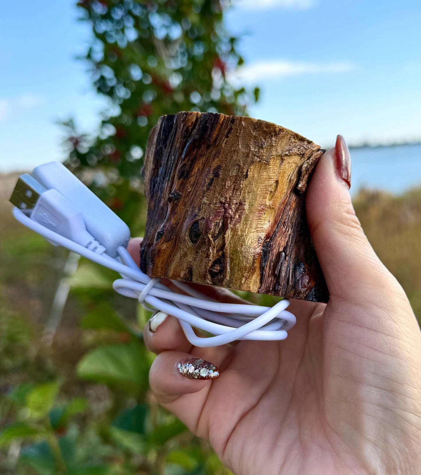 8 pcs PCs USB powered Wooden LED light stand Healing Energy