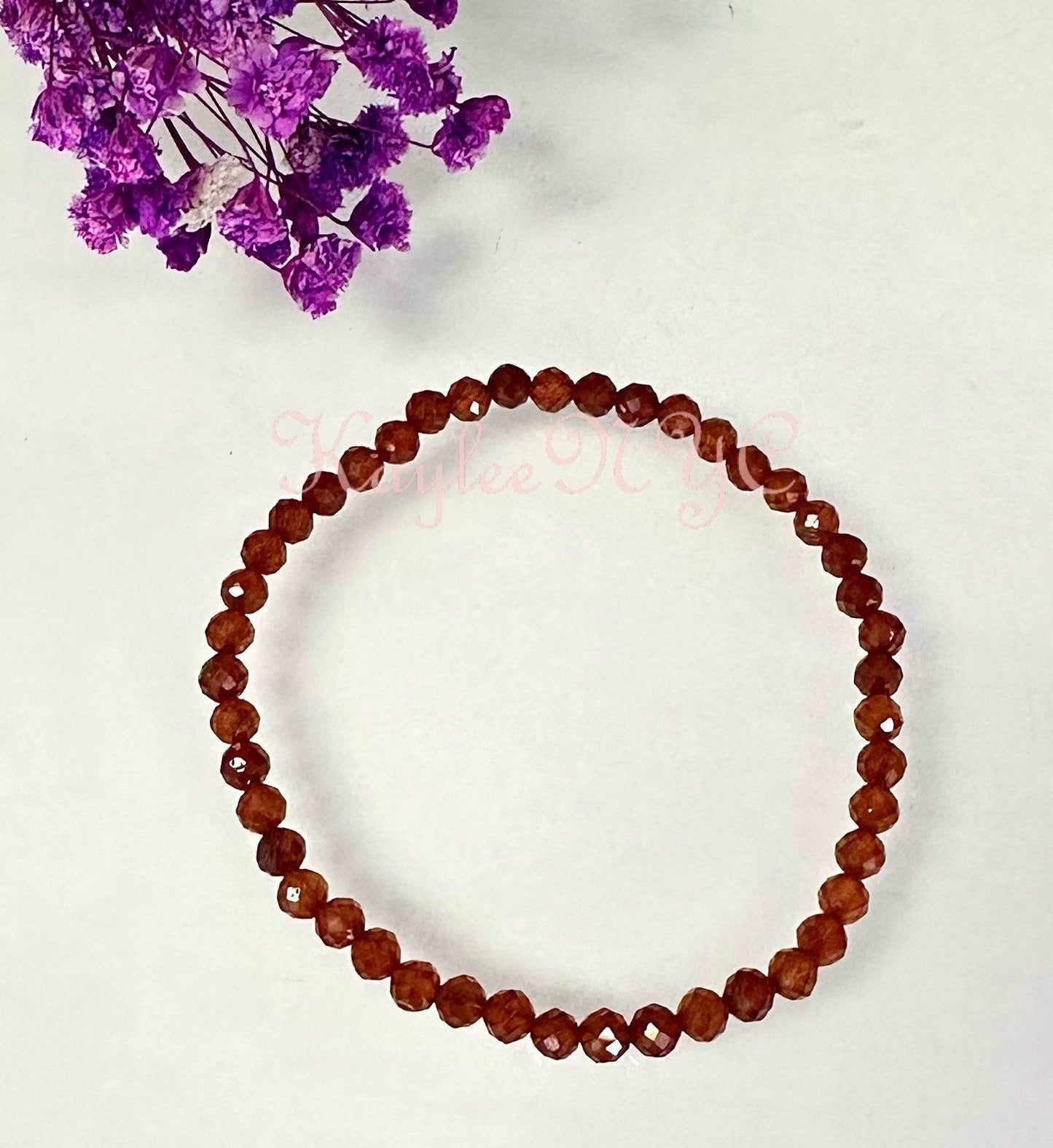 Wholesale Lot 6 Pcs Natural Hessonite Brown Garnet 4mm Faceted 7.5” Crystal Healing Stretch Bracelet