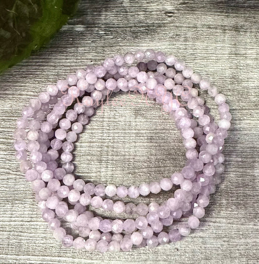 Wholesale 6 Pcs Natural Kunzite 5mm Faceted 7.5” Crystal Bracelet Healing Energy