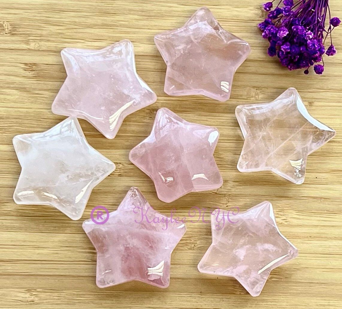 Wholesale Lot 7 PCs Natural Rose Quartz Crystal Stars Healing Energy