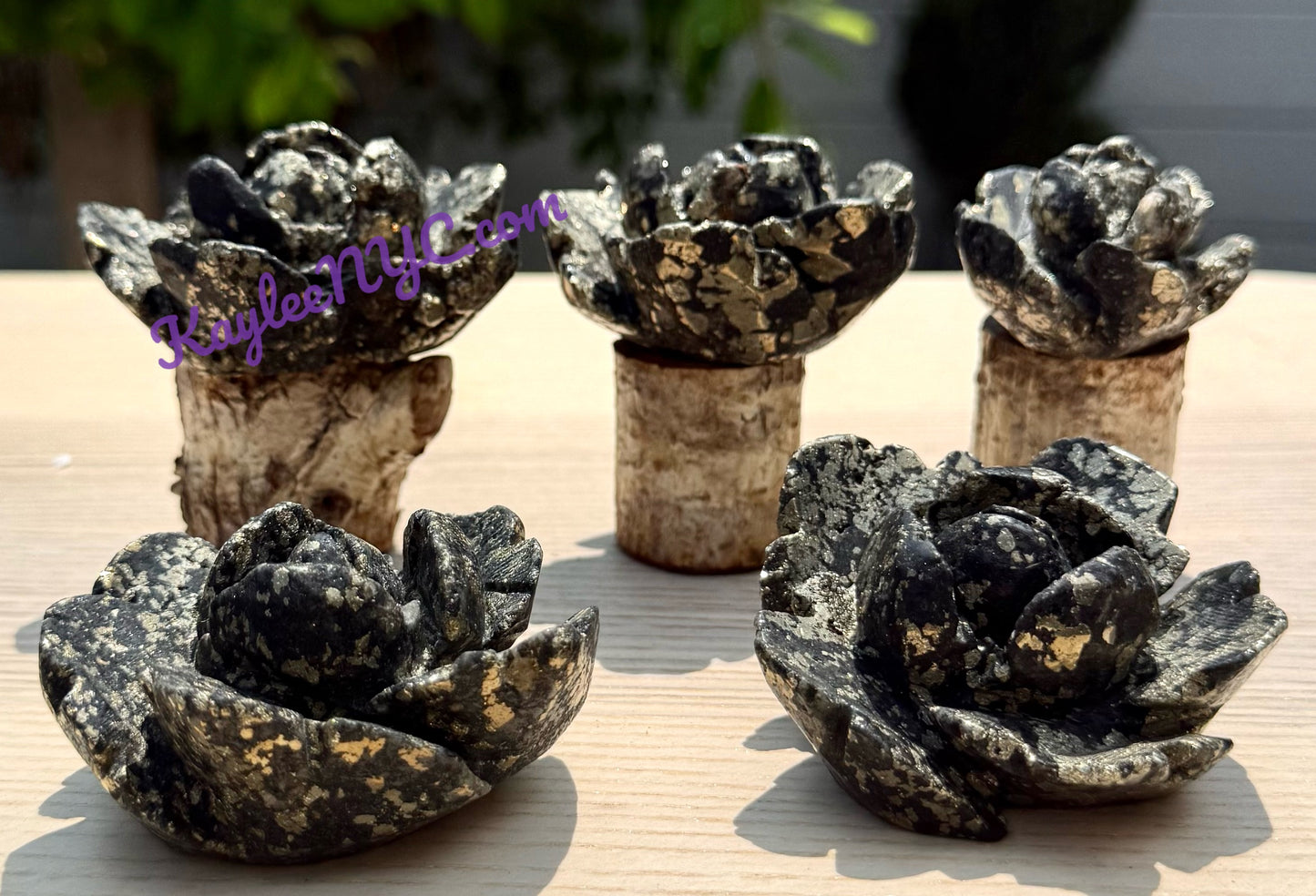 4-5 PCs Natural Black Pyrite Flowers Carving Crystals Healing Energy