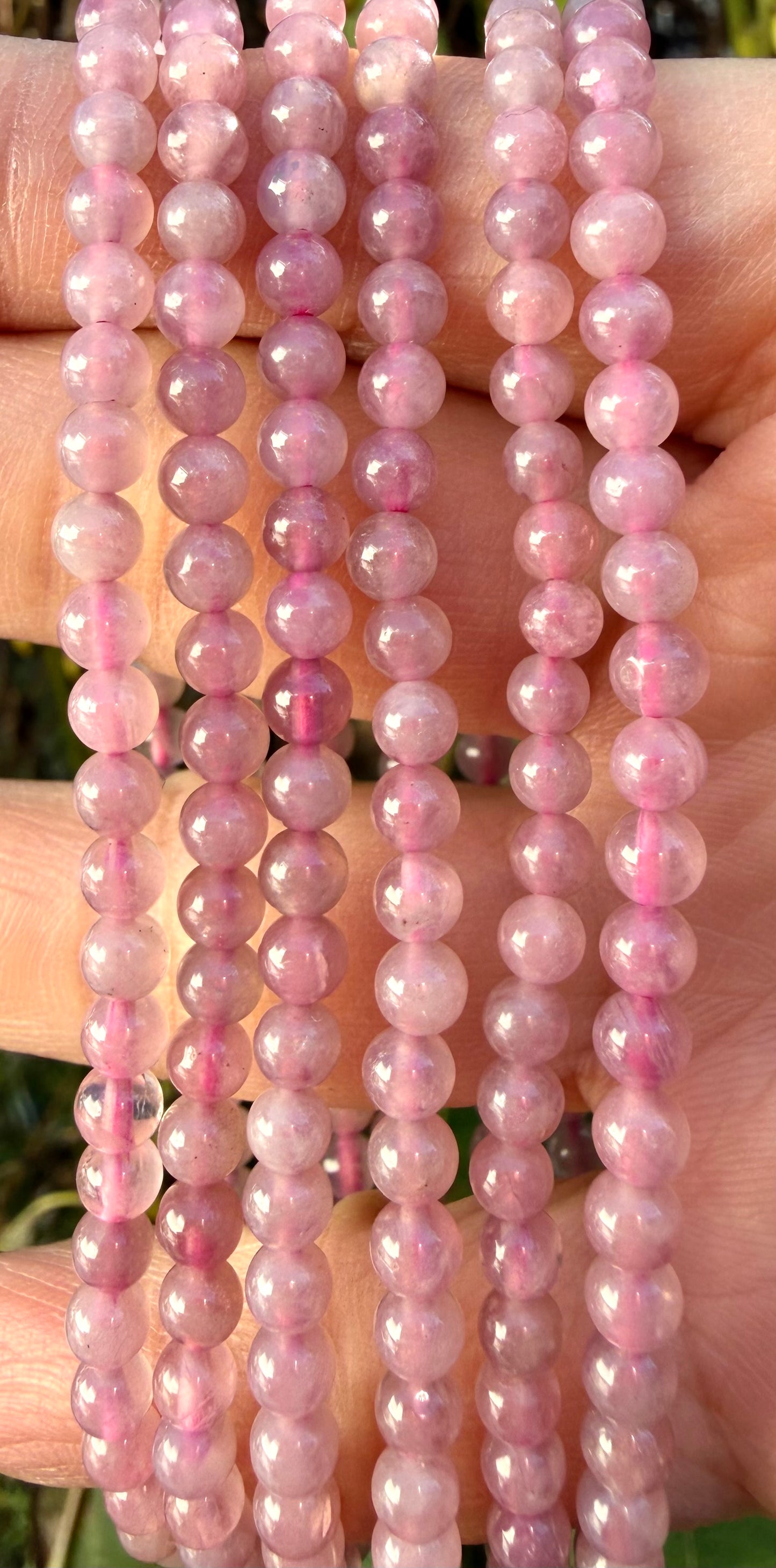 Wholesale 6 Pcs Natural Purple Rose Quartz 4mm 7.5” Crystal Healing Stretch Bracelet