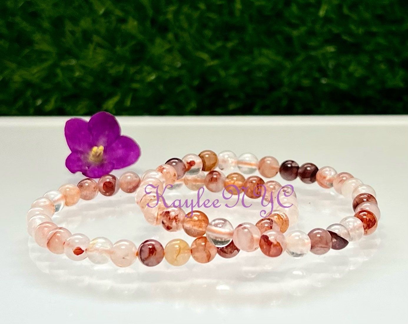 Wholesale 6 Pcs Natural Hematoid 6mm 7.5” Crystal Healing Stretch Bracelet