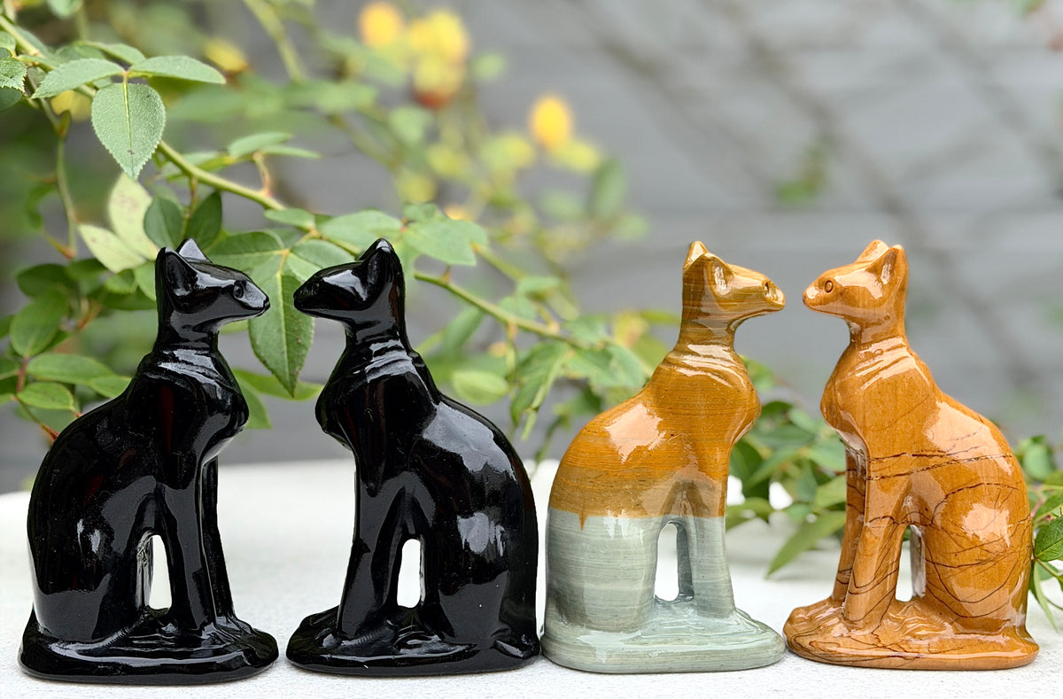 4 PC Mixed Natural Crystals Sphynx Cat Healing Energy