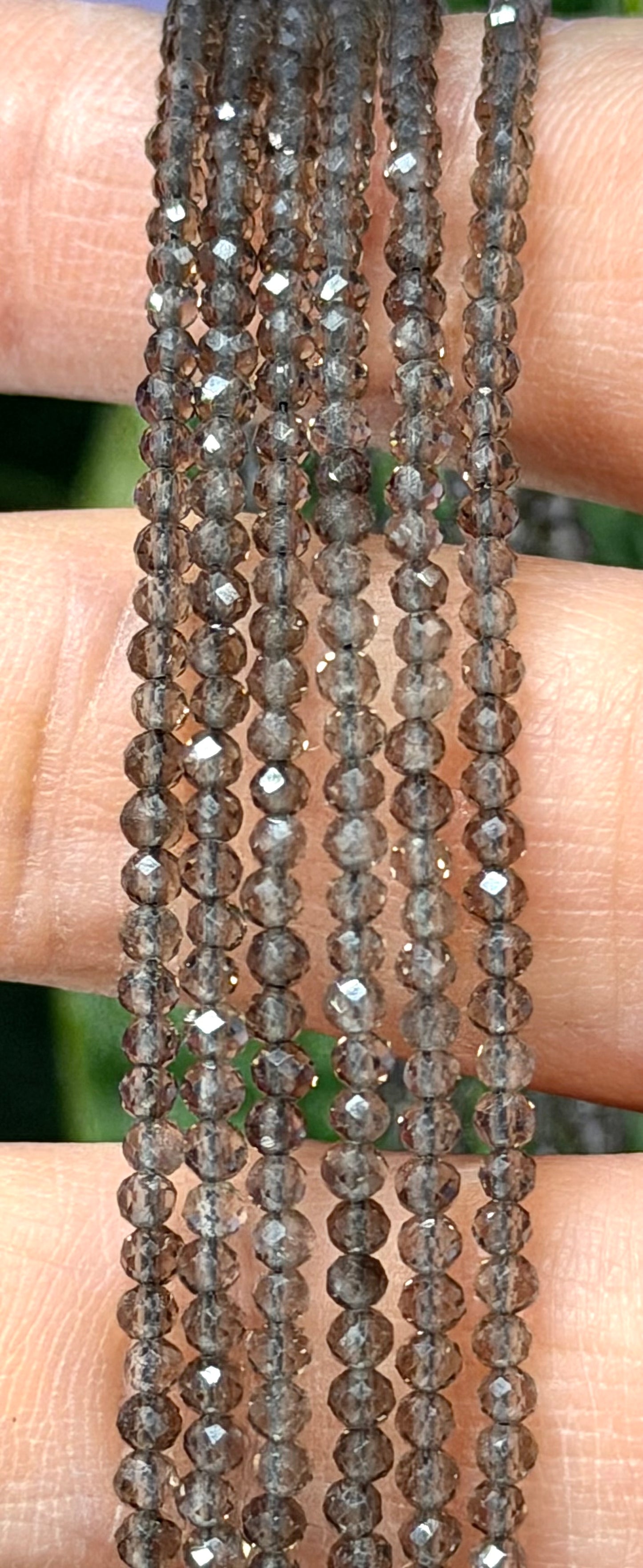 6 PCs 2mm Natural Smoky Quartz Necklaces