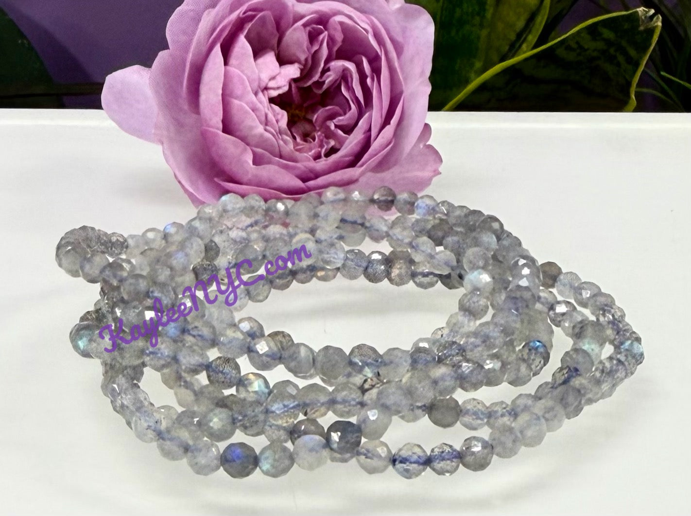 Wholesale Lot 6 Pcs Natural Faceted Labradorite 4mm 7.5” Crystal Healing Stretch Bracelet