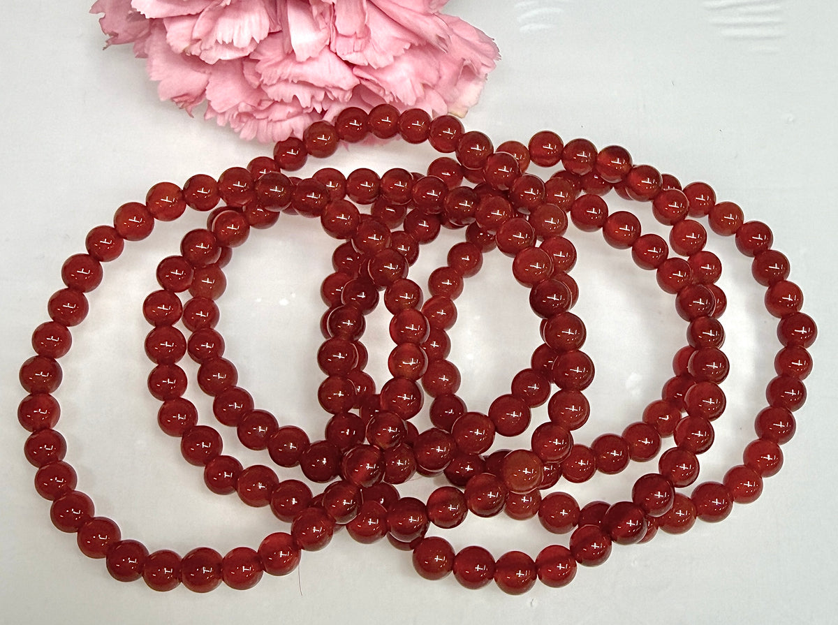 Wholesale Lot 6 Pcs Carnelian 6mm 7.5” Crystal Healing Stretch Bracelet