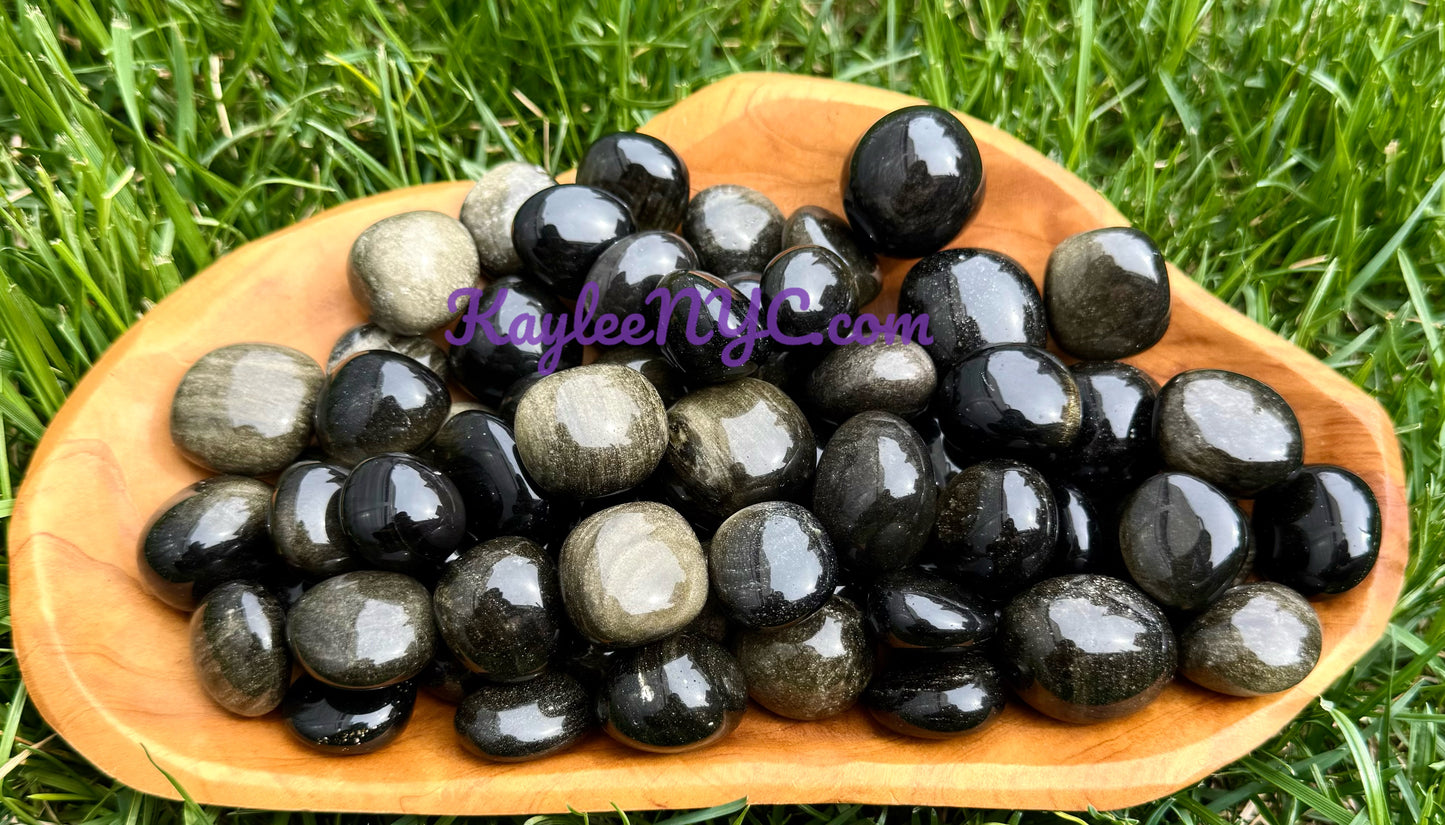 2 lbs Natural Gold Sheen Obsidian Tumble Crystal Healing Energy