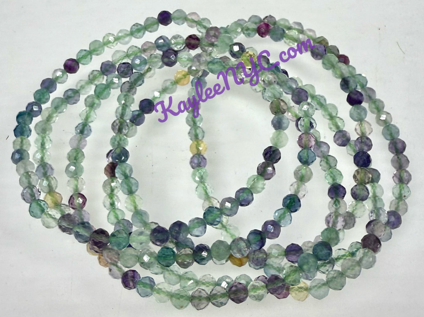 Wholesale Lot 6 Pcs Natural Faceted Fluorite 4mm 7.5” Crystal Healing Stretch Bracelet