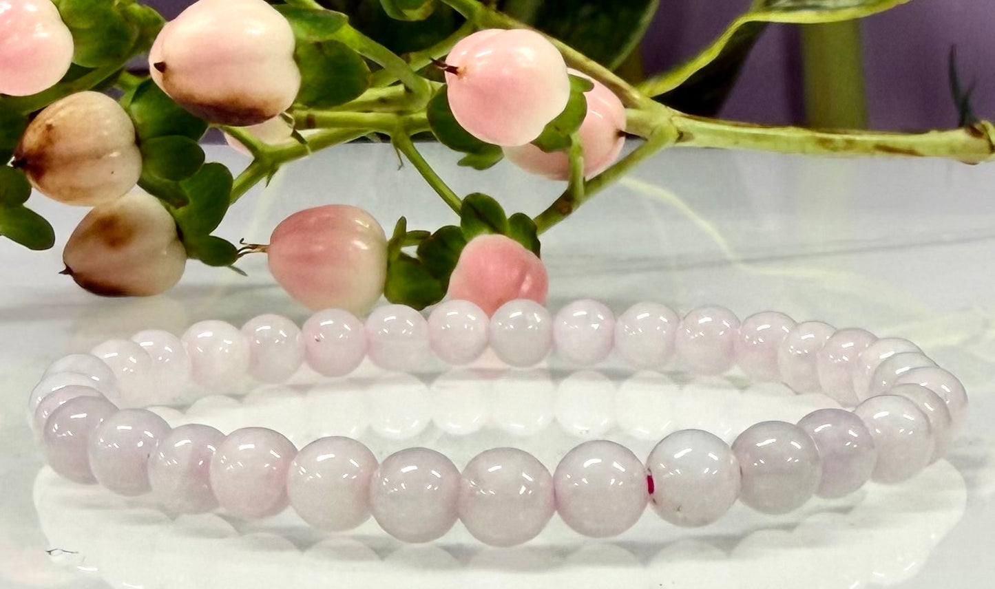 Wholesale 6 Pcs Natural Burma Pink Jade Jadeite 6mm 7.5” Crystal Healing Stretch Bracelet