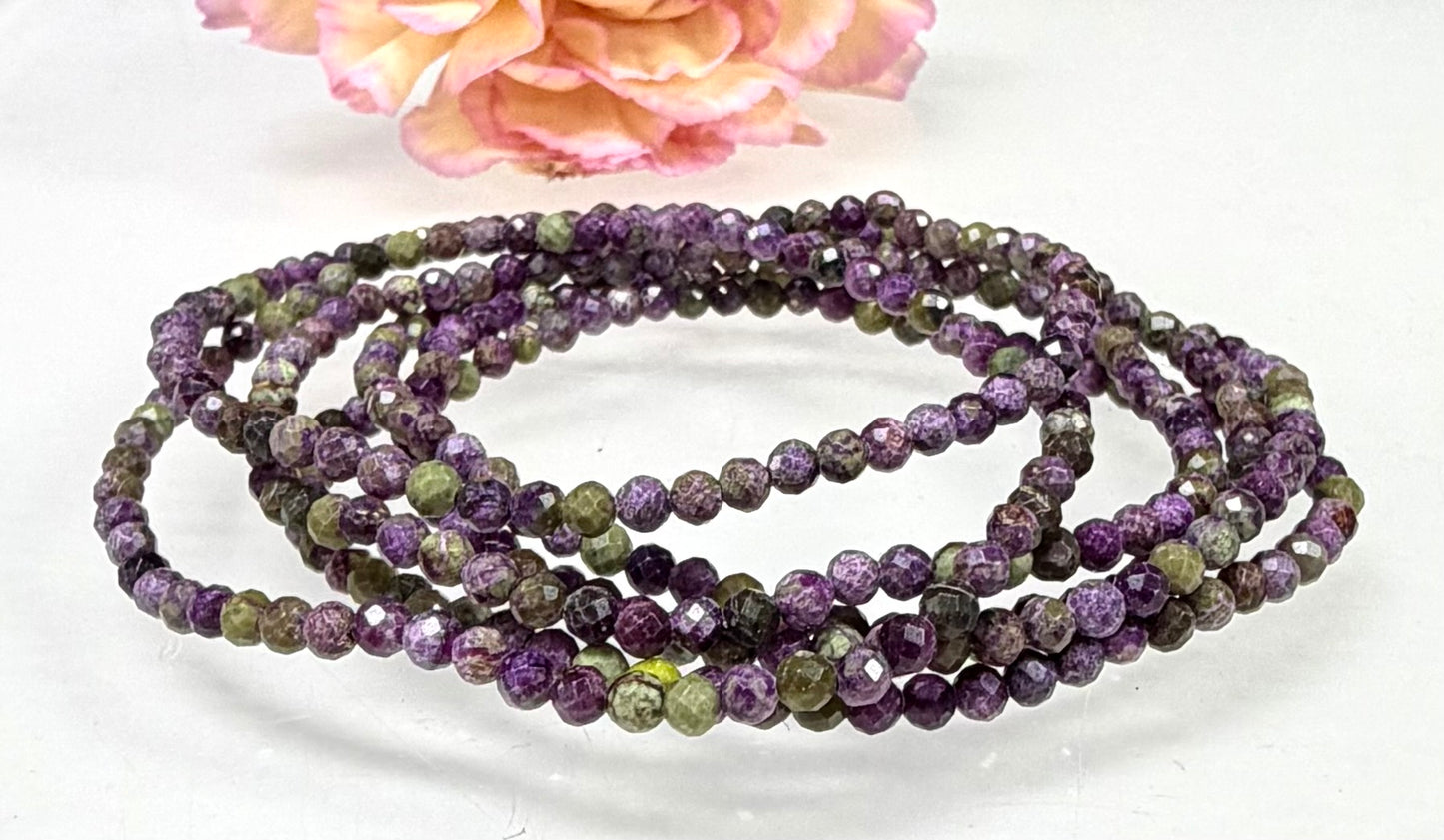 6 PCs Natural Atlantisite Faceted 3.5mm Stretch Bracelet 7.5”