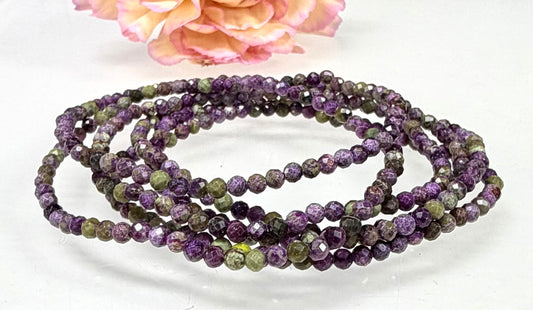 6 PCs Natural Atlantisite Faceted 3.5mm Stretch Bracelet 7.5”