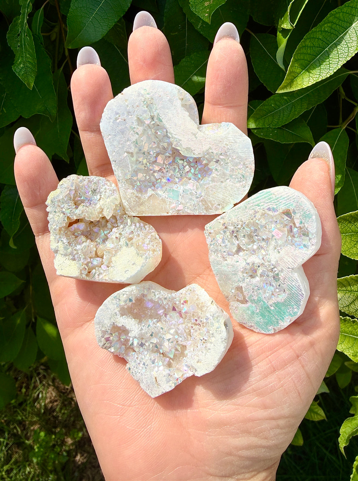 Wholesale Lot 1 Lb Angel Aura White Druzy Quartz Heart Crystal Healing Energy