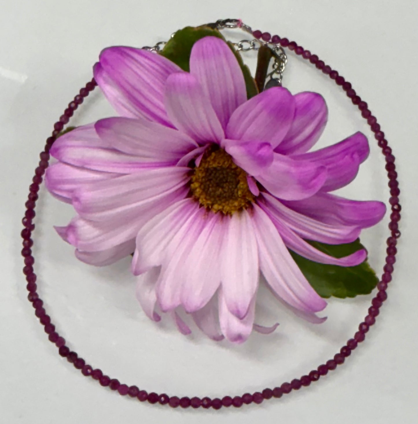 6 PCs 2mm Faceted Natural Ruby Anklet with Stainless Steel Findings