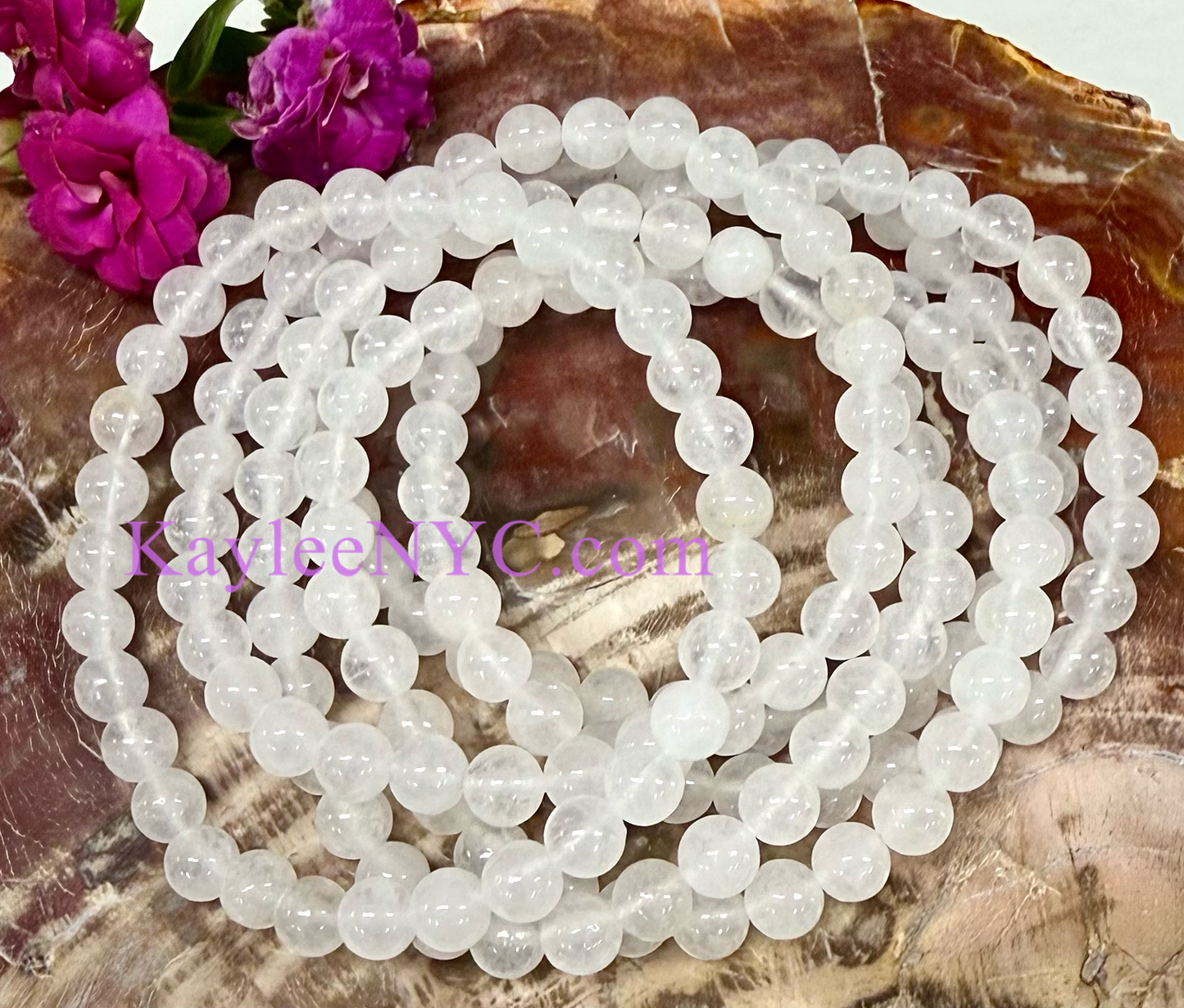 Wholesale 6 Pcs Natural Quartz 6mm 7.5” Crystal Healing Stretch Bracelet