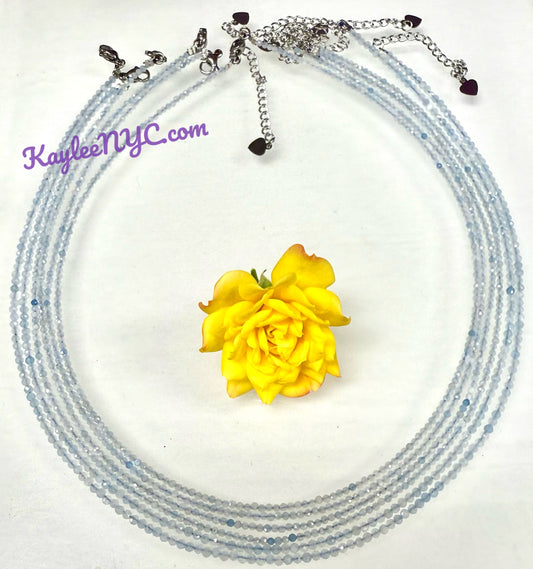 6 PCs 2mm Natural Aquamarine Necklaces