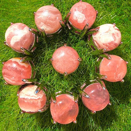 Wholesale Lot 5 Pairs Natural Rhodochrosite Stud Earrings Sterling Silver(925) 6mm