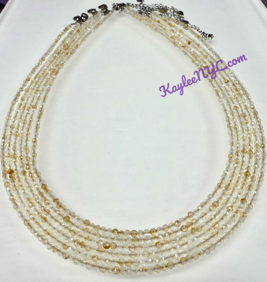 6 PCs 2mm Natural Citrine Necklaces