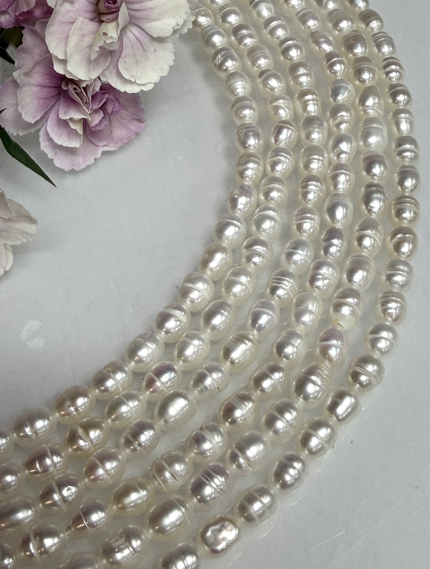 6 PCs 6 pcs ~4.5 Natural Freshwater Pearl Necklace Healing Energy