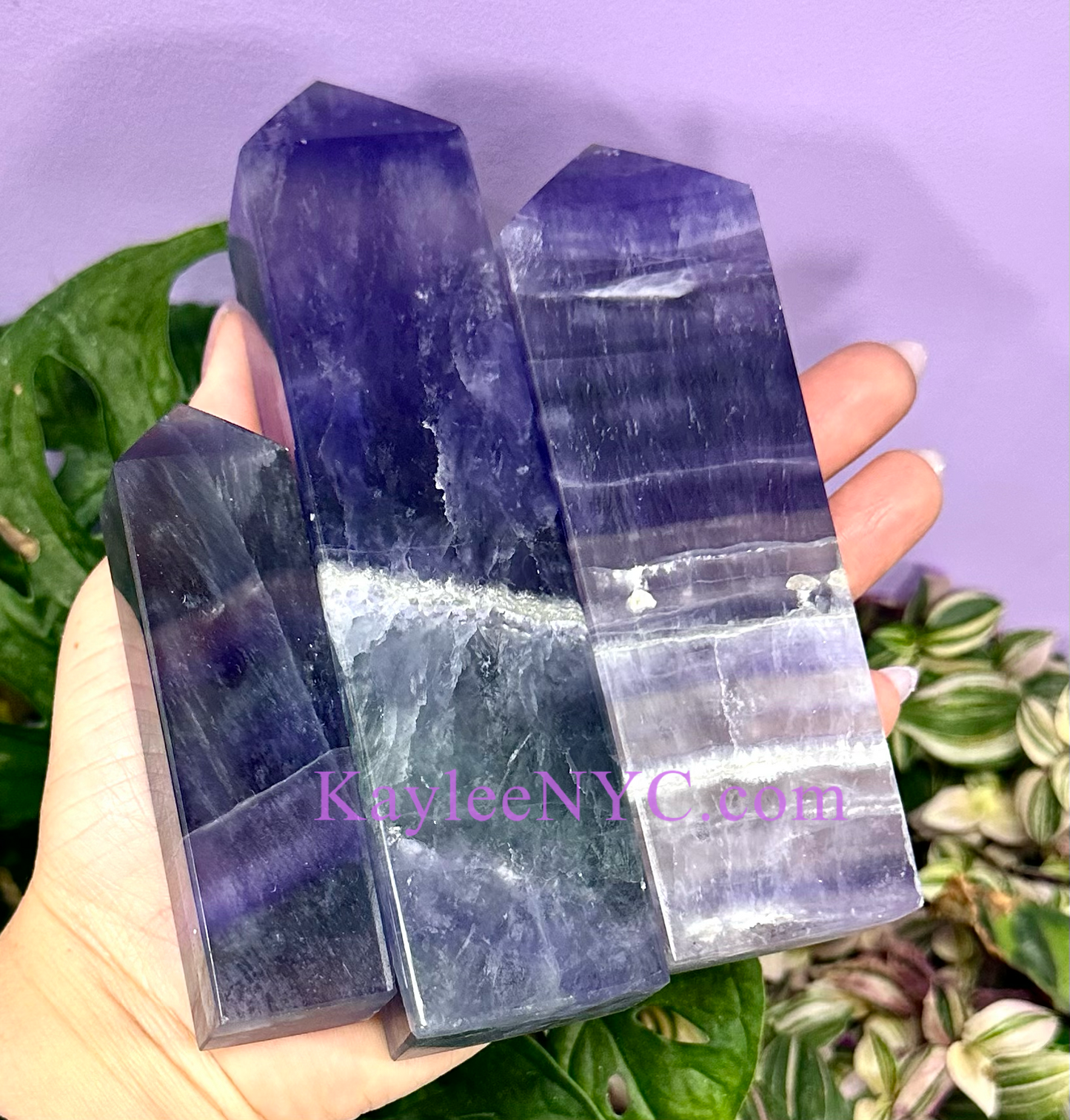 Wholesale Lot 5 pcs Large Natural Purple Fluorite Obelisk Tower Point Crystal Healing Energy