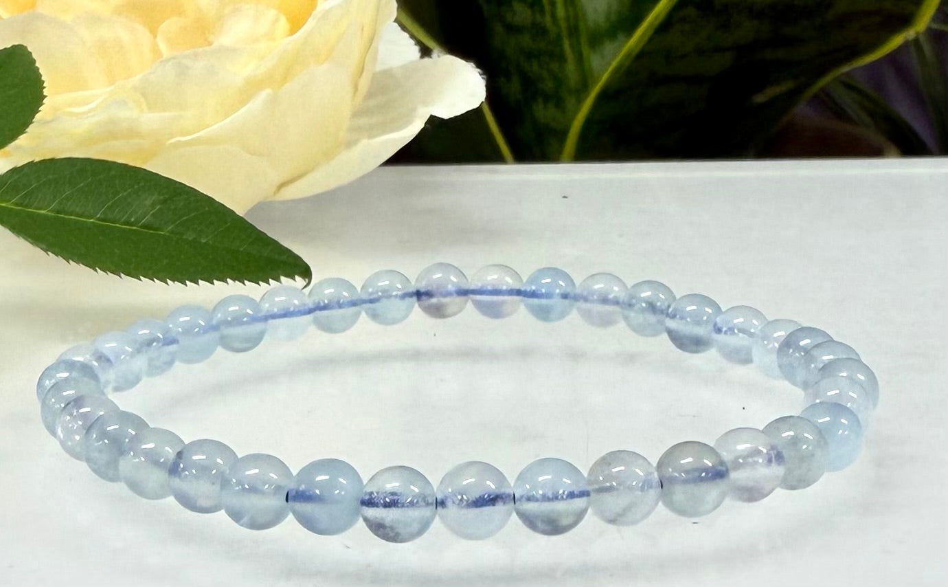 Wholesale Lot 6 Pcs Natural Aquamarine 5mm 7.5” Crystal Healing Stretch Bracelet