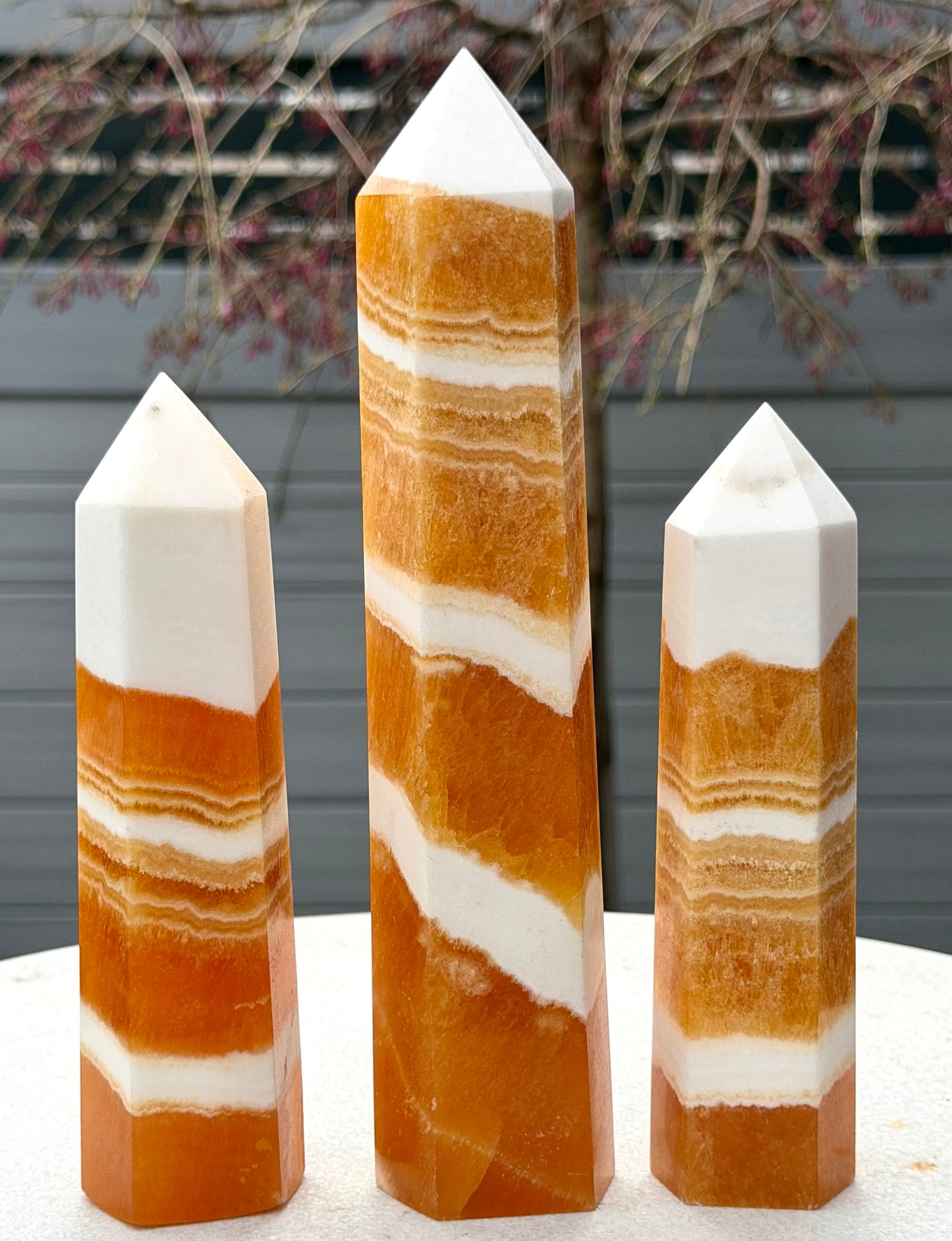 Wholesale Lot 3 pcs Natural Orange Calcite tower Obelisk Point Crystal Healing