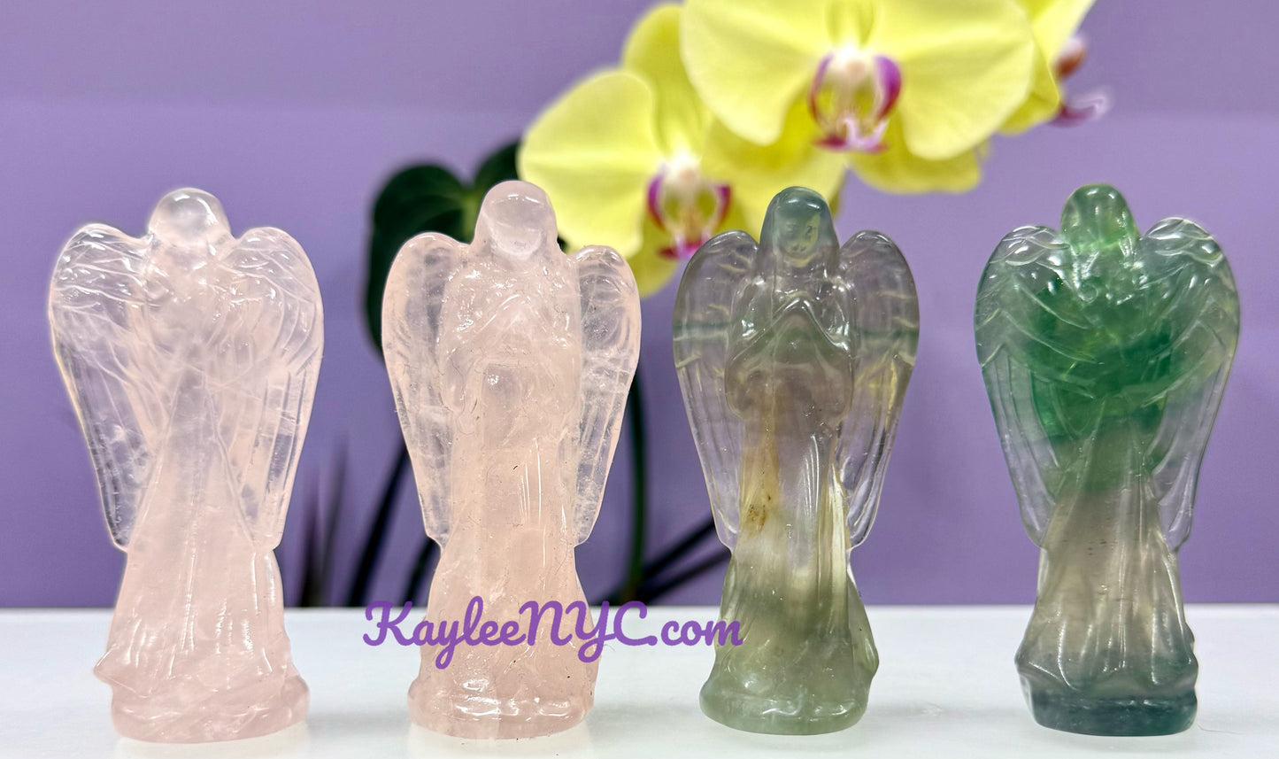 Wholesale Lot 4 PCs Natural Rose Quartz and Fluorite Angels Healing Energy