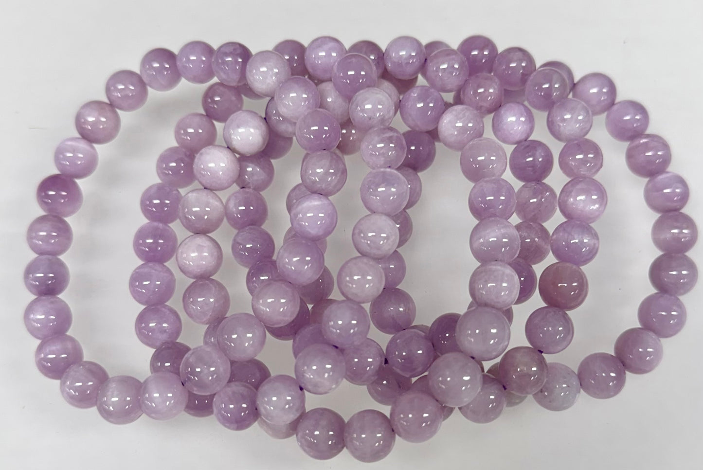 Wholesale 6 Pcs Natural Kunzite 8.4-9mm 7.5” Crystal Bracelet Healing Energy
