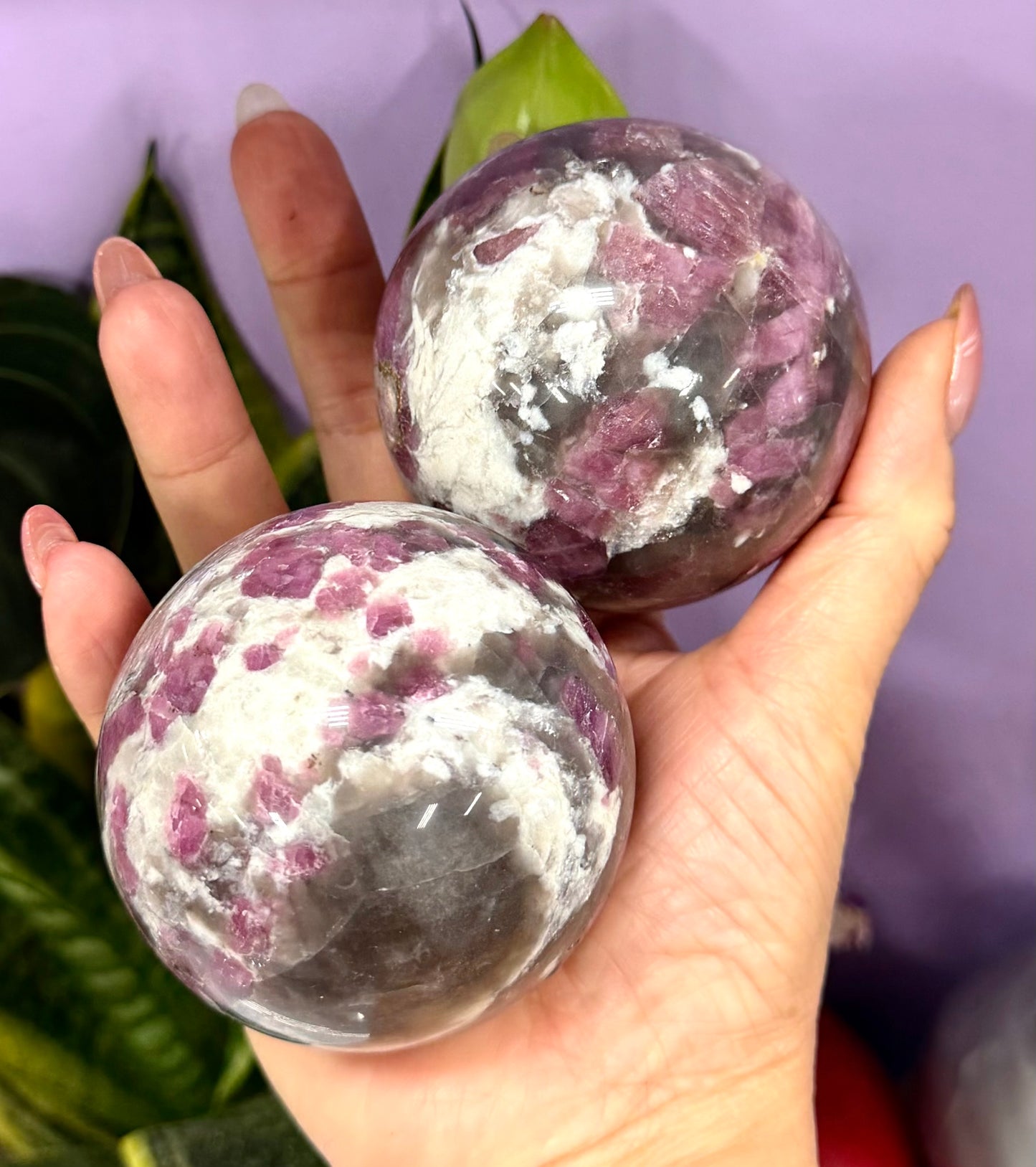 4-5 PCs Natural Pink Tourmaline Sphere Crystals Healing Energy