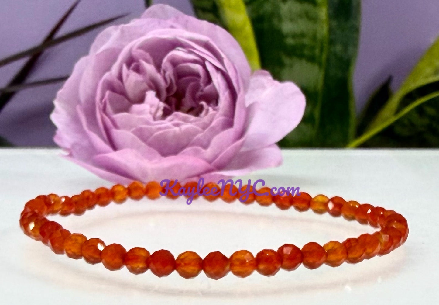 Wholesale Lot 6 Pcs Natural Faceted Carnelian 4mm 7.5” Crystal Healing Stretch Bracelet
