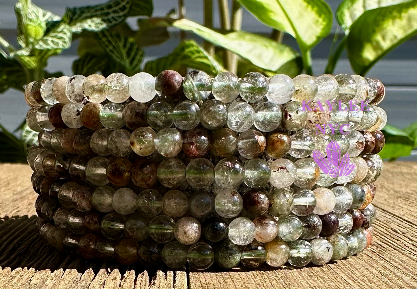 6 PCs 4mm Natural Garden Quartz Stretch Bracelet 7.5”