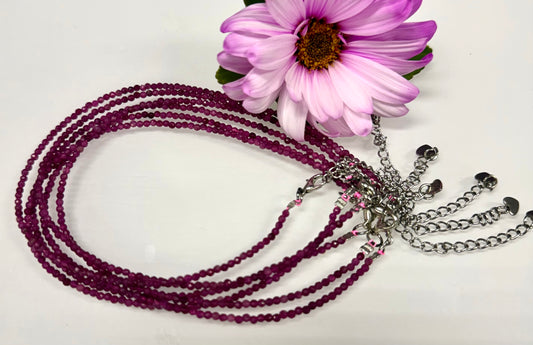 6 PCs 2mm Faceted Natural Ruby Anklet with Stainless Steel Findings