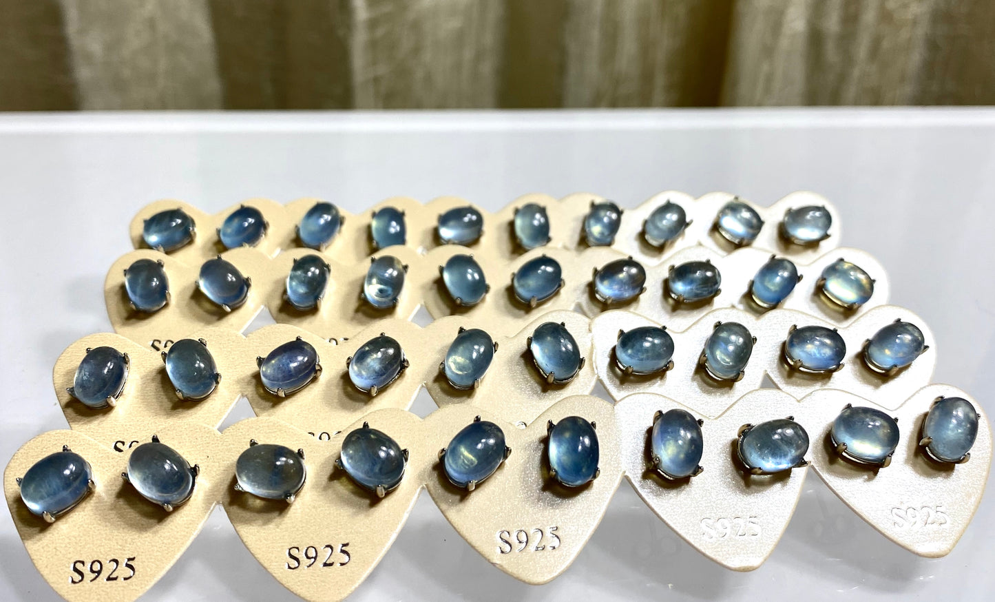 Wholesale Lot 5 Pairs Natural Aquamarine Sterling Silver(925) Earring Studs 6x8mm