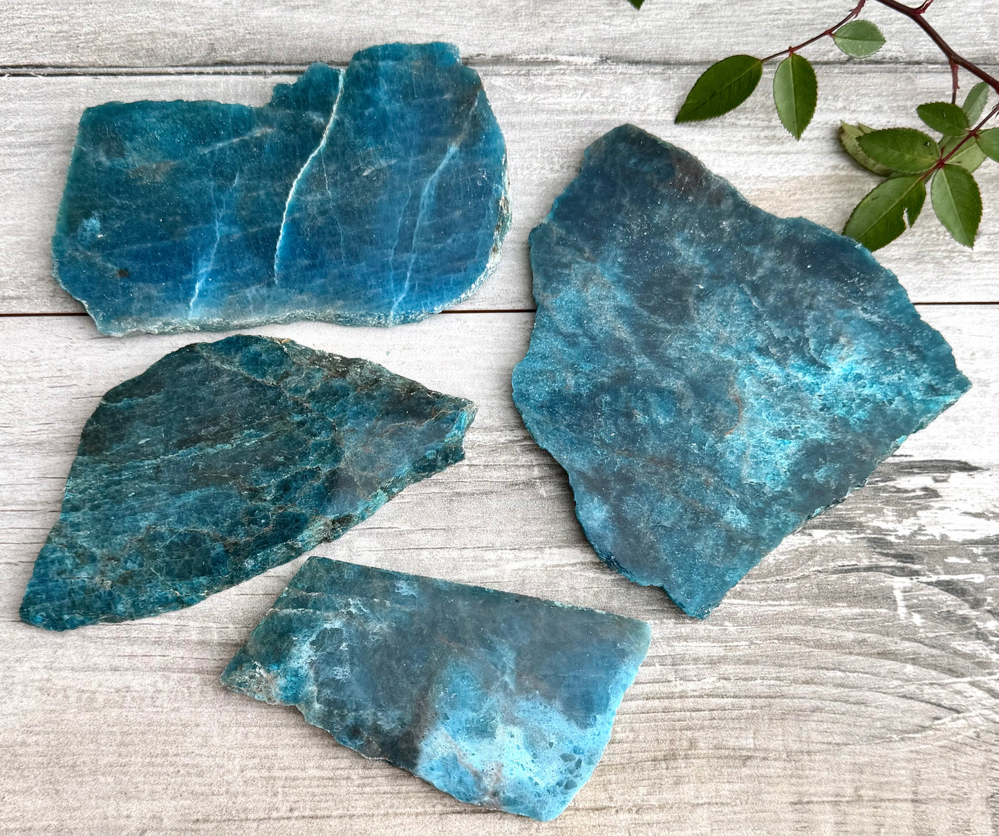 4PCs Natural Apatite polished Slabs crystal healing energy