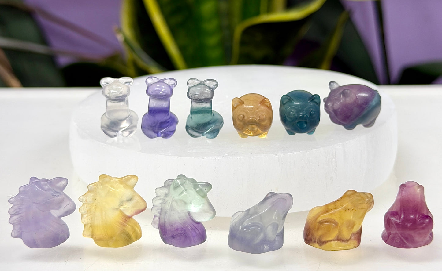 32 pcs Natural Mini Candy Fluorite Carvings