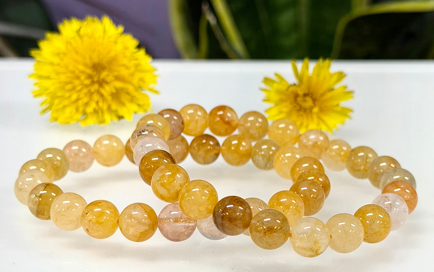 Wholesale Lot 6 Pcs Natural Golden Healer 8mm 7.5” Crystal Healing Stretch Bracelet