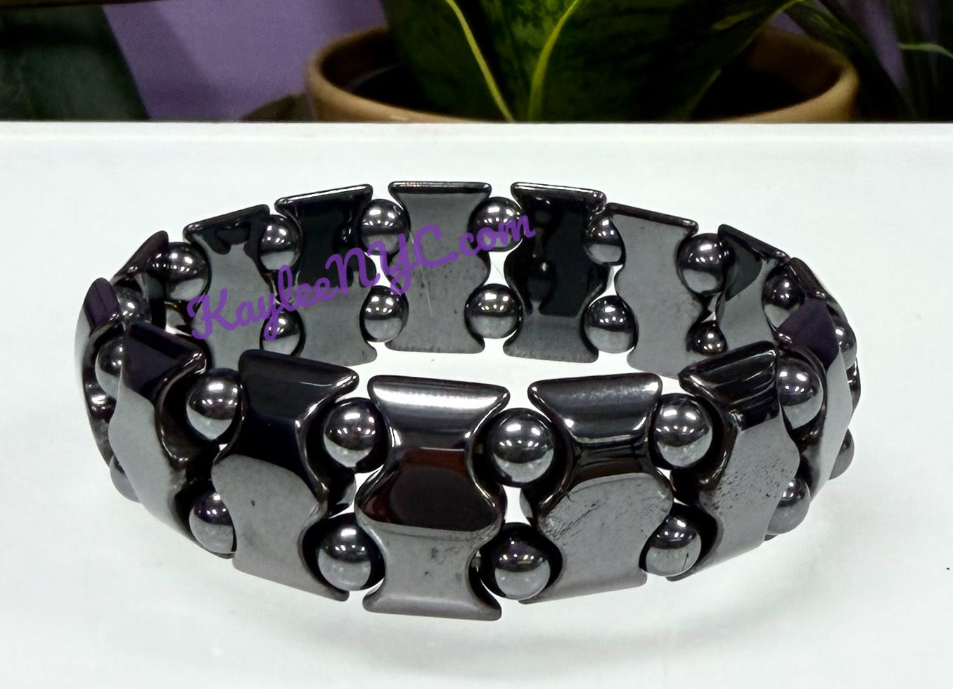 6 Pcs 15mm Natural Hematite Stretch Bracelet 7.5” Crystal Healing Energy